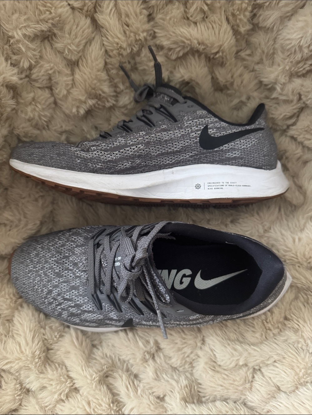 Nike Grey and Black Knit  Sneakers with Gum Outsole